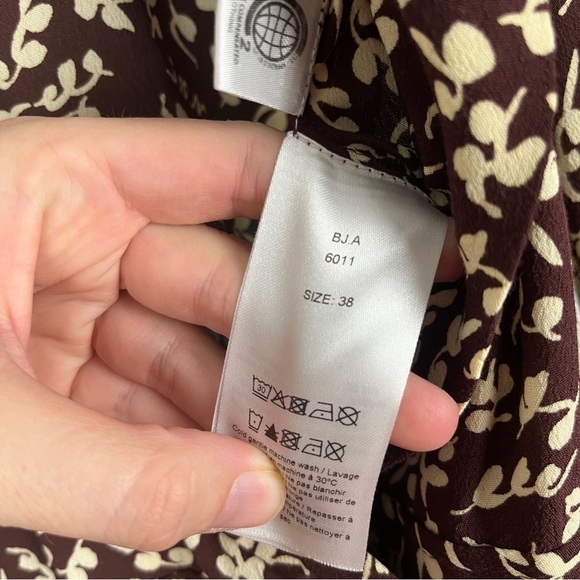 Ganni Printed Crepe Wrap Dress Decadent Chocolate - Picture 11 of 12